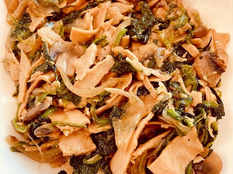 ほうれん草と大豆ミートスライスのバター醤油炒め